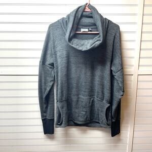 Athleta Marled Gray Cowlneck Long Sleeve Sweater With Thumbholes